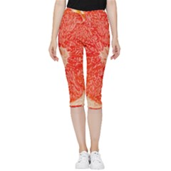 Grapefruit-fruit-background-food Inside Out Lightweight Velour Capri Leggings  by Maspions