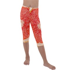 Grapefruit-fruit-background-food Kids  Lightweight Velour Capri Leggings  by Maspions