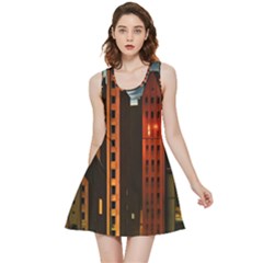 Sci-fi Futuristic Science Fiction City Neon Scene Artistic Technology Machine Fantasy Gothic Town Bu Inside Out Reversible Sleeveless Dress by Posterlux