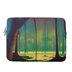 Nature Swamp Water Sunset Spooky Night Reflections Bayou Lake 15  Vertical Laptop Sleeve Case With Pocket by Posterlux