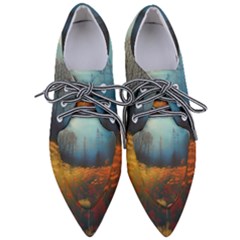 Wildflowers Field Outdoors Clouds Trees Cover Art Storm Mysterious Dream Landscape Pointed Oxford Shoes by Posterlux