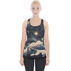 Starry Sky Moon Space Cosmic Galaxy Nature Art Clouds Art Nouveau Abstract Piece Up Tank Top by Posterlux