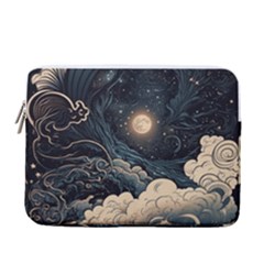 Starry Sky Moon Space Cosmic Galaxy Nature Art Clouds Art Nouveau Abstract 13  Vertical Laptop Sleeve Case With Pocket by Posterlux