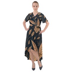 Background Pattern Leaves Texture Front Wrap High Low Dress by Maspions