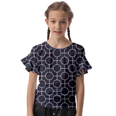 Geometric Pattern Design White Kids  Cut Out Flutter Sleeves by Maspions