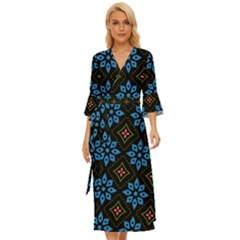 Flowers Pattern Floral Seamless Midsummer Wrap Dress by Maspions