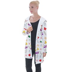 Snails Butterflies Pattern Seamless Longline Hooded Cardigan by Maspions