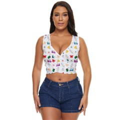 Snails Butterflies Pattern Seamless Women s Sleeveless Wrap Top by Maspions