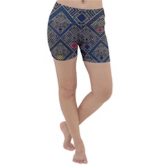 Pattern Seamless Antique Luxury Lightweight Velour Yoga Shorts by Maspions