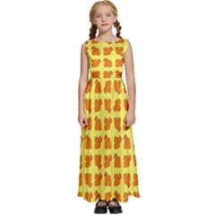 Pattern Shorts Watermelon Design Kids  Satin Sleeveless Maxi Dress by Maspions