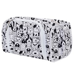 Seamless Pattern With Black White Doodle Dogs Toiletries Pouch by Grandong