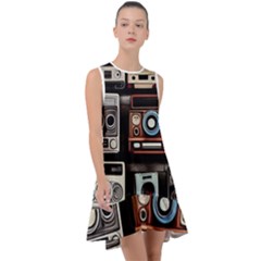 Retro Cameras Old Vintage Antique Technology Wallpaper Retrospective Frill Swing Dress by Grandong
