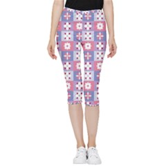 Flower Art Pattern Geometric Inside Out Lightweight Velour Capri Leggings  by Maspions