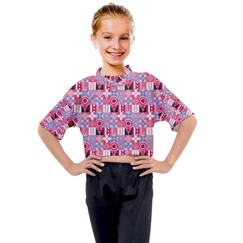 Scandinavian Abstract Pattern Kids Mock Neck T-shirt by Maspions