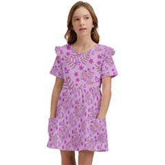 Illustration Pattern Seamless Kids  Frilly Sleeves Pocket Dress by Maspions