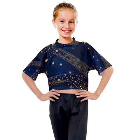 Starsstar Glitter Kids Mock Neck T-shirt by Maspions