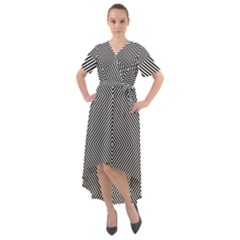 Abstract Diagonal Stripe Pattern Seamless Front Wrap High Low Dress by Maspions