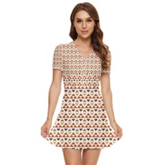 Geometric Tribal Pattern Design V-neck High Waist Chiffon Mini Dress by Maspions