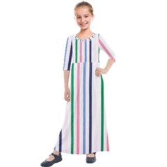 Stripes Pattern Abstract Retro Vintage Kids  Quarter Sleeve Maxi Dress by Maspions