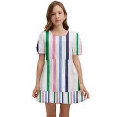 Stripes Pattern Abstract Retro Vintage Kids  Short Sleeve Dolly Dress by Maspions