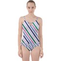 Retro Vintage Stripe Pattern Abstract Cut Out Top Tankini Set View1