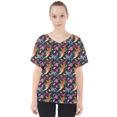 Beautiful Pattern V-neck Dolman Drape Top by Sparkle