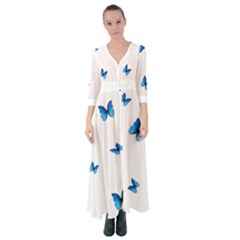 Butterfly-blue-phengaris Button Up Maxi Dress by saad11