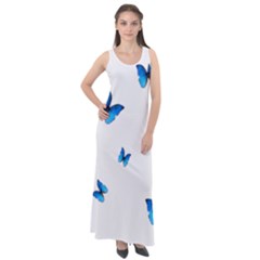 Butterfly-blue-phengaris Sleeveless Velour Maxi Dress by saad11