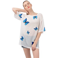 Butterfly-blue-phengaris Oversized Chiffon Top by saad11