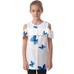 Butterfly-blue-phengaris Fold Over Open Sleeve Top by saad11