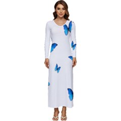 Butterfly-blue-phengaris Long Sleeve Longline Maxi Dress by saad11