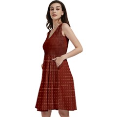 Grid Background Pattern Wallpaper Sleeveless V-neck Skater Dress With Pockets by Maspions