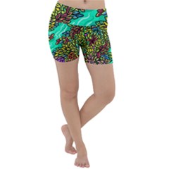 Background Leaves River Nature Lightweight Velour Yoga Shorts by Maspions