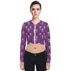 Skull Halloween Pattern Long Sleeve Zip Up Bomber Jacket by Maspions