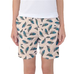 Background Palm Leaves Pattern Women s Basketball Shorts by Maspions