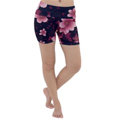 Flower Sakura Bloom Lightweight Velour Yoga Shorts by Maspions