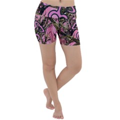 Pink Browning Deer Glitter Camo Lightweight Velour Yoga Shorts by Maspions