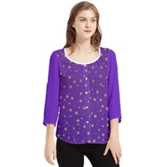 Pattern Seamless Gold Stars Chiffon Quarter Sleeve Blouse by flowerland