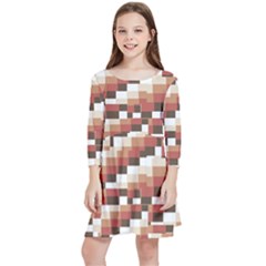 Chromaticmosaic Print Pattern Kids  Quarter Sleeve Skater Dress by dflcprintsclothing