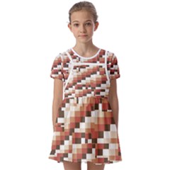 Chromaticmosaic Print Pattern Kids  Short Sleeve Pinafore Style Dress by dflcprintsclothing