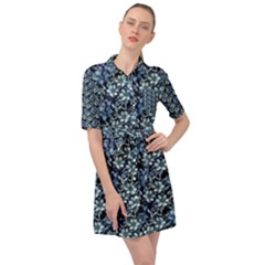 Blue Flowers 001 Belted Shirt Dress by DinkovaArt