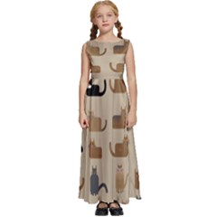 Cat Pattern Texture Animal Kids  Satin Sleeveless Maxi Dress by Maspions