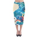 Waves Wave Ocean Sea Abstract Whimsical Velvet Midi Pencil Skirt View1