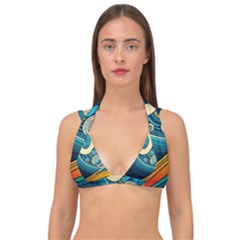 Waves Ocean Sea Abstract Whimsical Art Double Strap Halter Bikini Top by Maspions