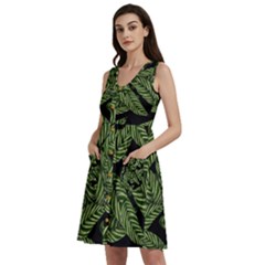 Background Pattern Leaves Texture Sleeveless Dress With Pocket by Maspions