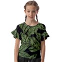 Background Pattern Leaves Texture Kids  Cut Out Flutter Sleeves View1