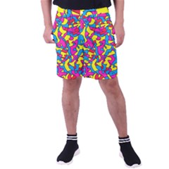 Colorful-graffiti-pattern-blue-background Men s Pocket Shorts by designsbymallika