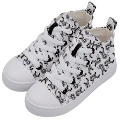 Erotic Pants Motif Black And White Graphic Pattern Black Backgrond Kids  Mid-top Canvas Sneakers by dflcprintsclothing