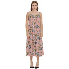 Flower Peach Blossom Casual Spaghetti Strap Midi Dress by flowerland