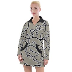 Sketchy Abstract Artistic Print Design Women s Long Sleeve Casual Dress by dflcprintsclothing